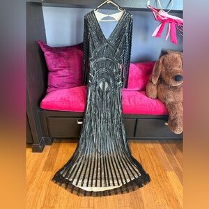 Alberto Makali Black Sequin Gown